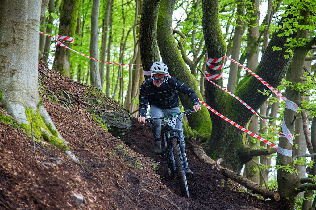 Seth Barrett keeping it pinned across the off camber on his way to second in the men s elite field narrowly missing out on the top podium by just 2 seconds