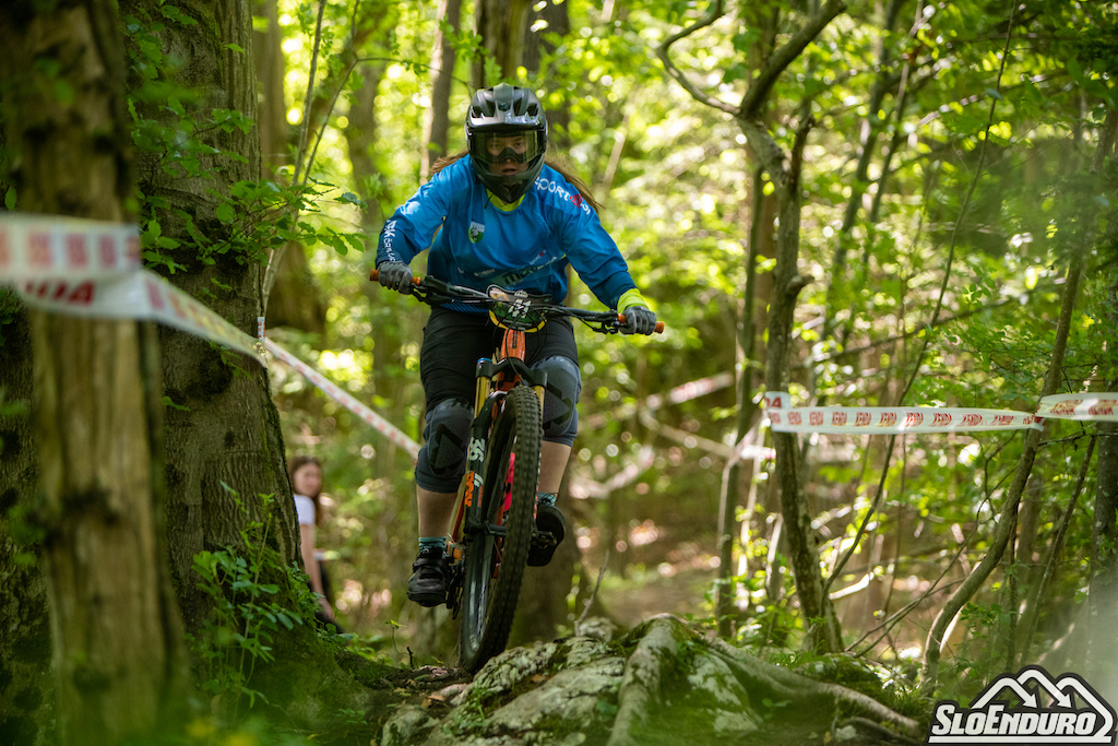 Tina Smrdel of MBK rni Vrh winner of SloEnduro Cilenca SloEnduro series round 4 Cilenca Trails Zagorje ob Savi Slovenia. Photo by Matej Lovri .