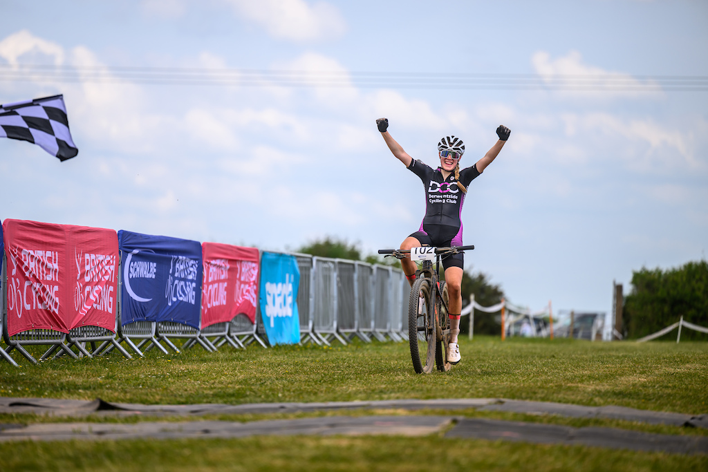 Kacey Eyeington powered through to take the win in the Female Juniors race