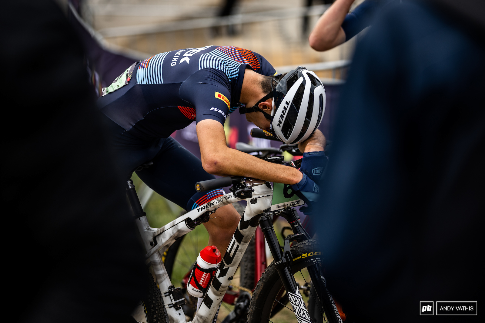 Frustration for Amos who lead most of the race until a rear puncture had him out of contention.