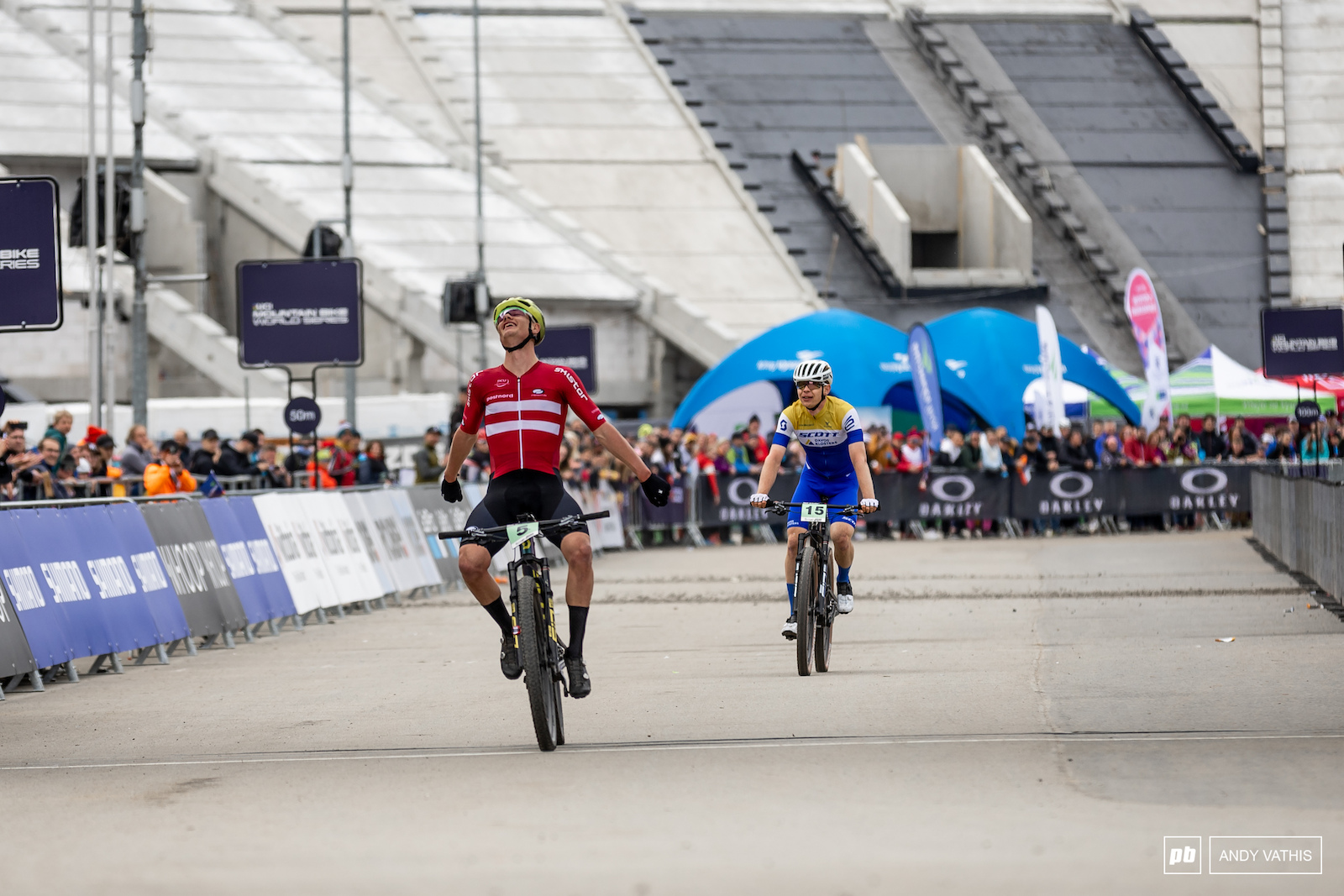 Oliver Vederso Solvhoj accross the line taking his first U23 win.