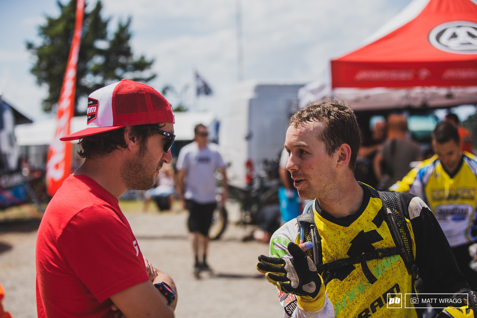 Jerome debriefs Jon Cancellier then head of SRAM s Blackbox programme on his racing.