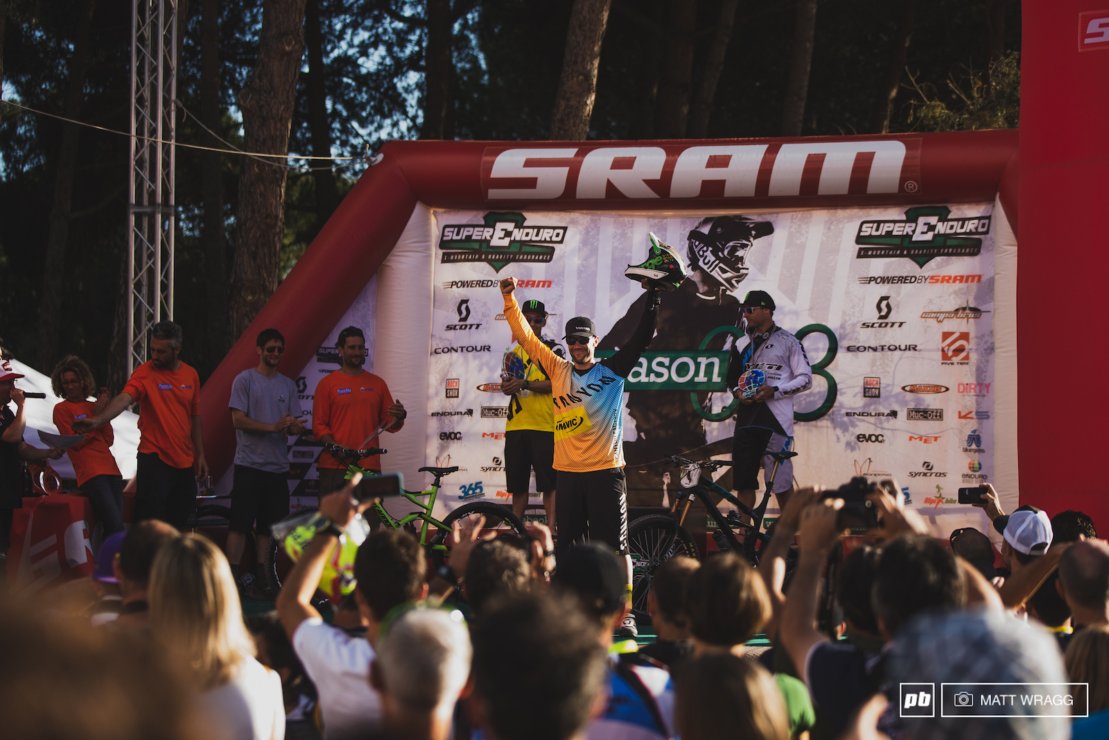 Fabien Barel takes his bow as one of the first-ever winners of an EWS race. In many ways his victory was an example of racing at its purest - he read the rules and pushed them to the limits in search of victory and it is his name that will be written in the history books as the first EWS mens winner. The tension at the time came from an idea that enduro racing was supposed to be something else but if we look at how the sport has developed maybe he just understood hwo the game needs to be played before anybody else.