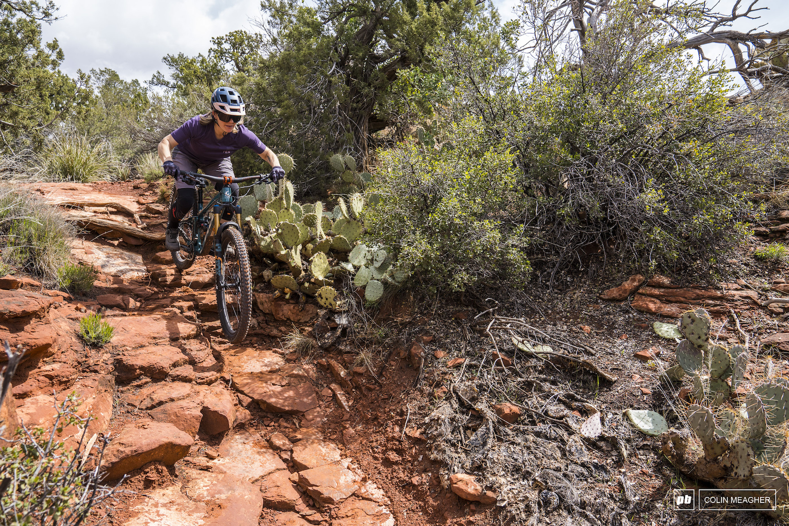 Nikki Rohan showing off some of Spring 2023 women s mountain bike apparel on the transept Trail in Sedona Arizona