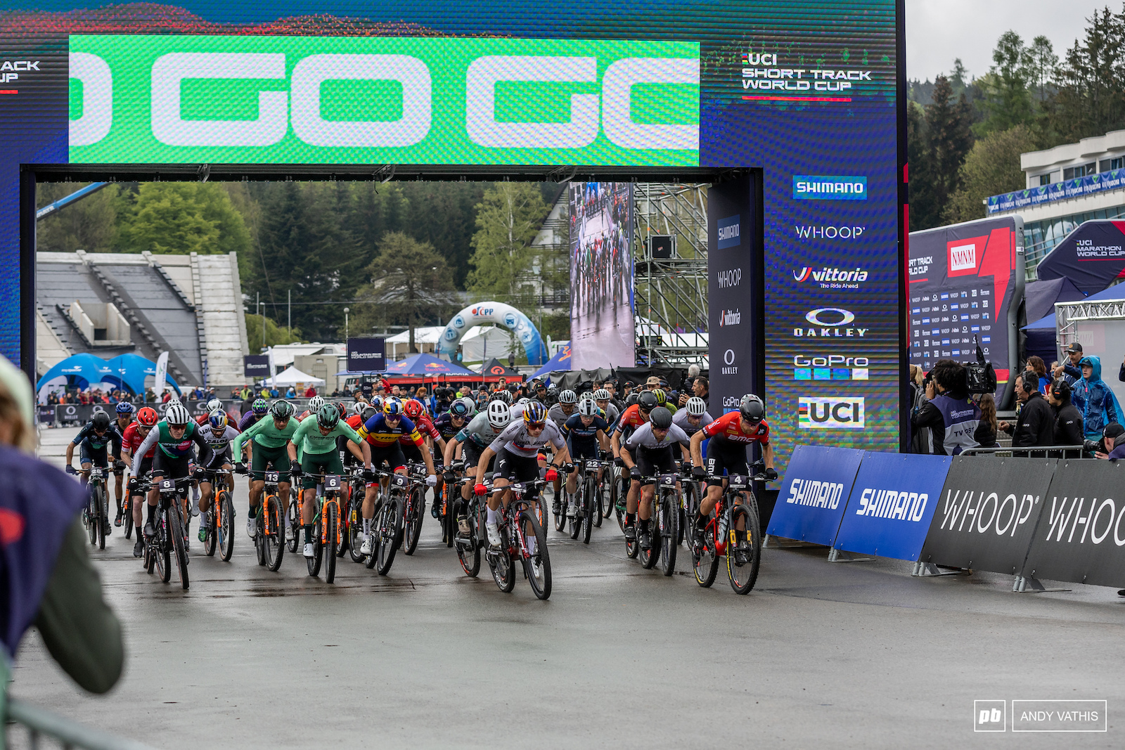 The men start the race during a welcome weather window.