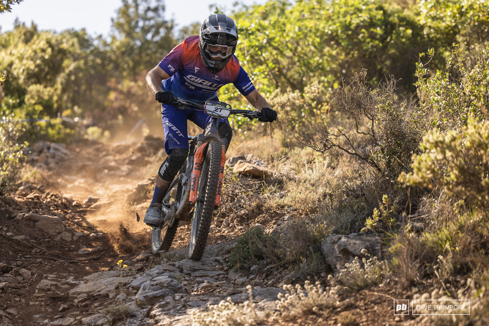 Youn Deniaud drifting about on the loose rocks that make up the very fast Stage 4