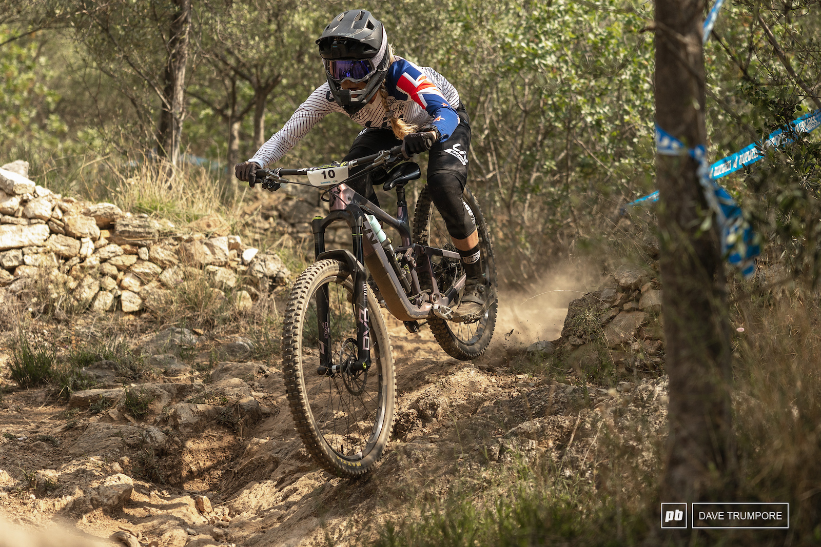 Rae Morrison searching for grip on the loose and rocks trails