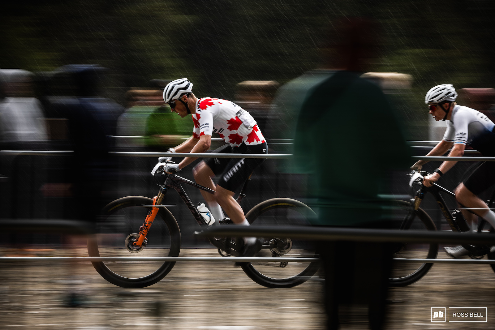 Carter Woods digging deep through the driving rain.