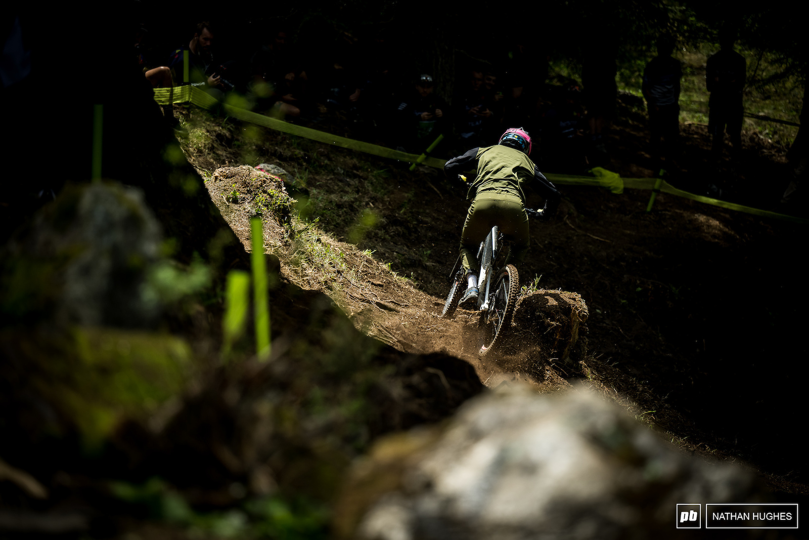 Tackling the off camber woods in tricky light.