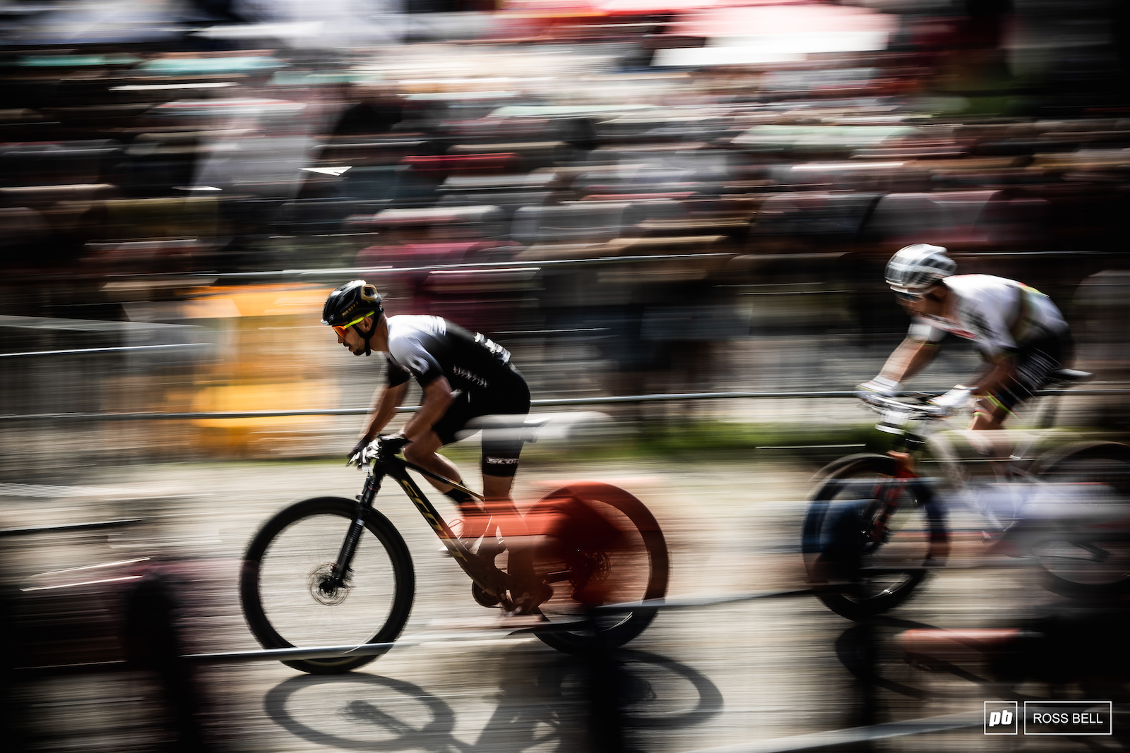 Nino Schurter takes his turn at the front. He would eventually be taken out in a crash with the man behind him in this photo Sam Gaze.