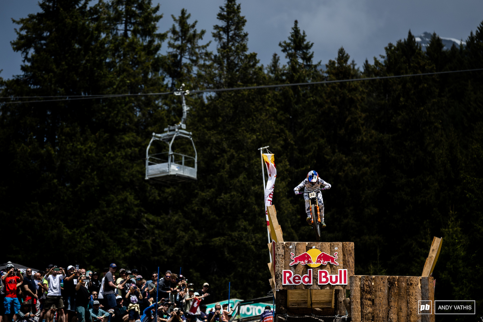 Rachel Atherton drops into the arena.