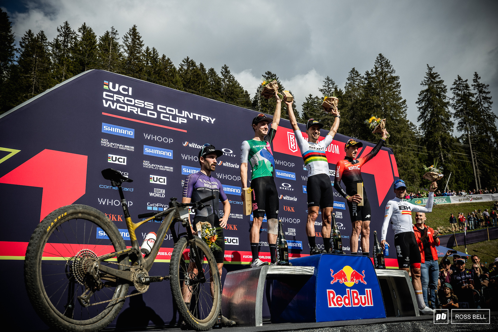 The elite men s podium here in Lenzerheide.